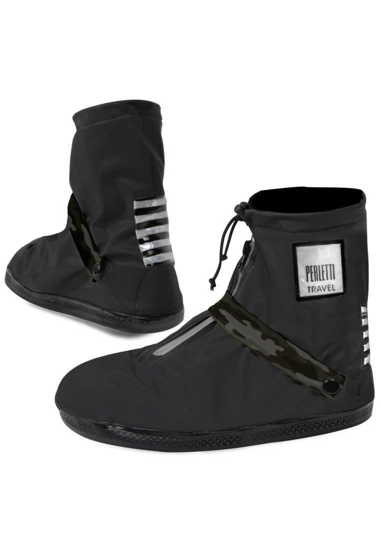 Zwart met camouflage band lage regenoverschoenen Shoe Cover van Perletti