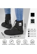Zwart met zilveren band lage regenoverschoen (Shoe Cover) van Perletti 2