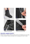 Zwart met zilveren band lage regenoverschoen (Shoe Cover) van Perletti 3