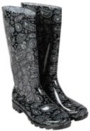 Zwart / wit dames regenlaars Paisley van XQ Footwear