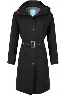 Zwarte dames regenjas (Long Coat) Bowie van Happy Rainy Days 