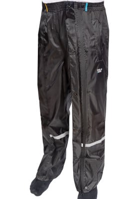 Zwarte lichtgewicht regenbroek met volledige rits van Hello Rain