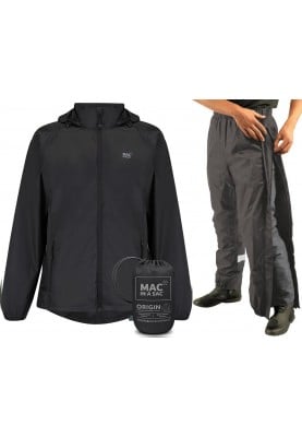 Zwarte regenpak van Mac in a Sac (broek met volledige rits)