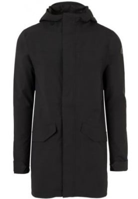 Zwarte Urban outdoor long parka 3-laags Premium regenjas van Agu